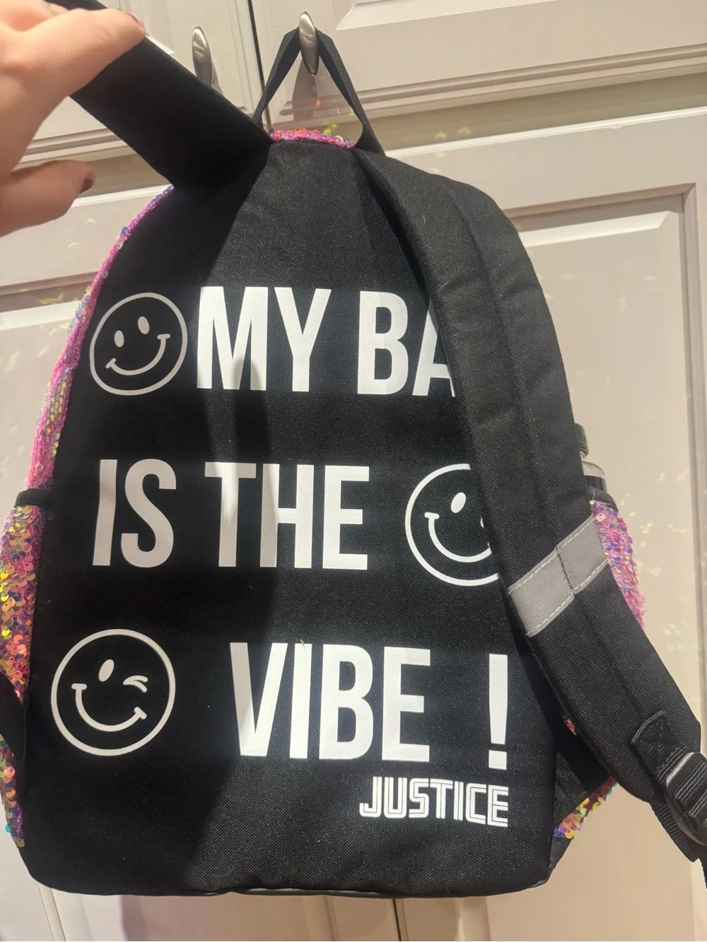 Justice Iridescent Pink Sequin Backpack